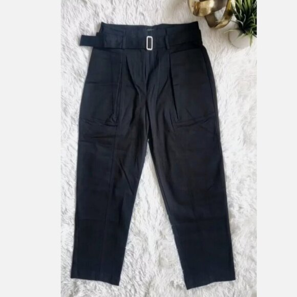 Banana Republic Ultra High Rise Pleated Twill Belted Tapered Pant Black Size 10 - Picture 6 of 7